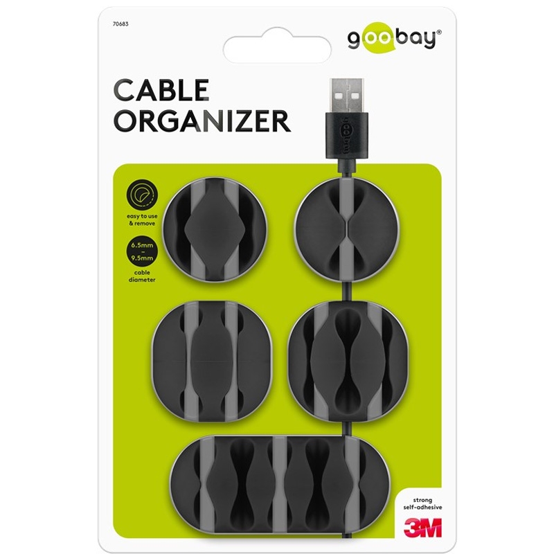Set za organiziranje kabela, crne boje