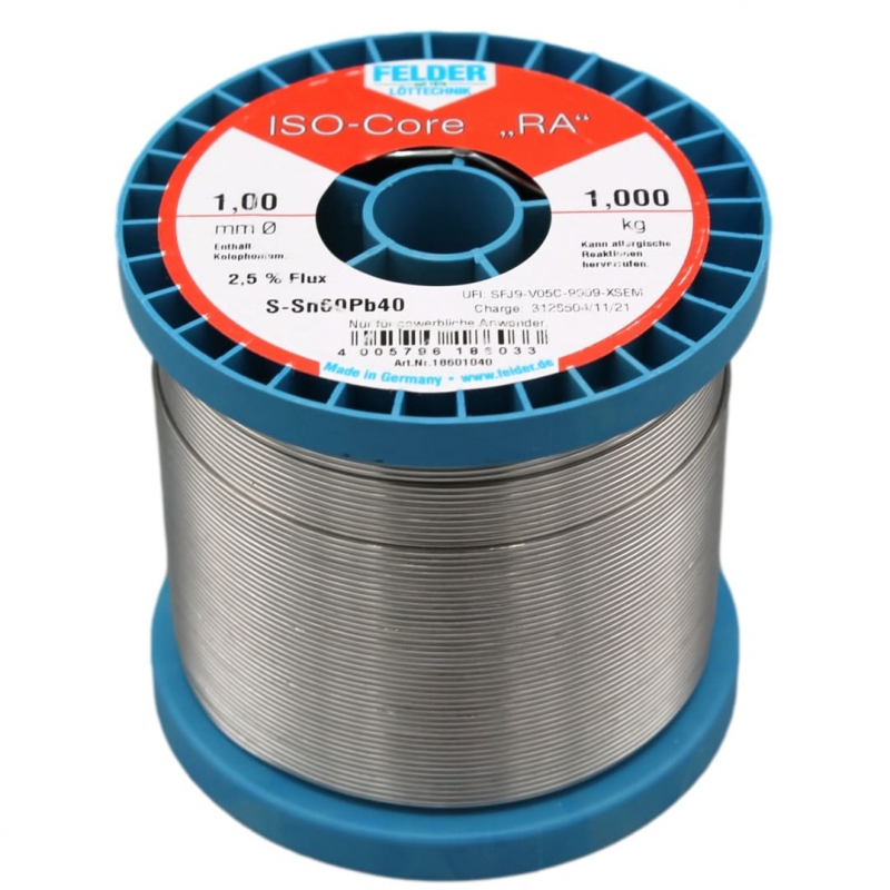 Felder tinol žica za lemljenje, olovna, Sn60Pb40, 1 mm, 1000 g, rola